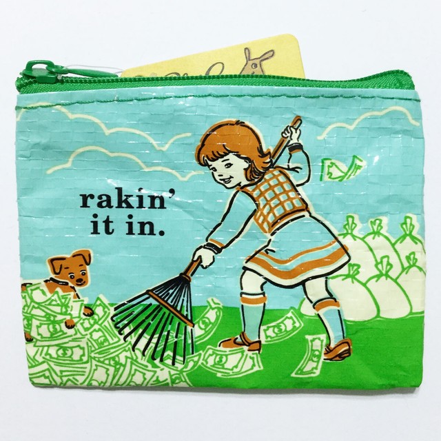 Blue Q Coin Pouch Purse Recycled Eco Friendly Retro Travel Wallet Small