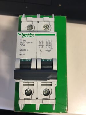 New 60135 Circuit Breaker Miniature Multi 9 C60N Series 240 VAC 125 VDC 1A  