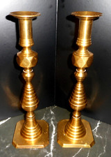 2 Bastoncini di candela vintage MCM "Andrea by Sadek" artigianali in ottone massiccio