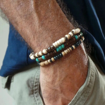 Mens Surfer Bracelet Men beaded Bracelet Men Stacking Mens Boho Bohemia Bangle
