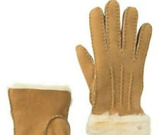UGG Gloves Women's Exposed Sheepskin Chestnut Tasman Shearling Cuff Medium NWT