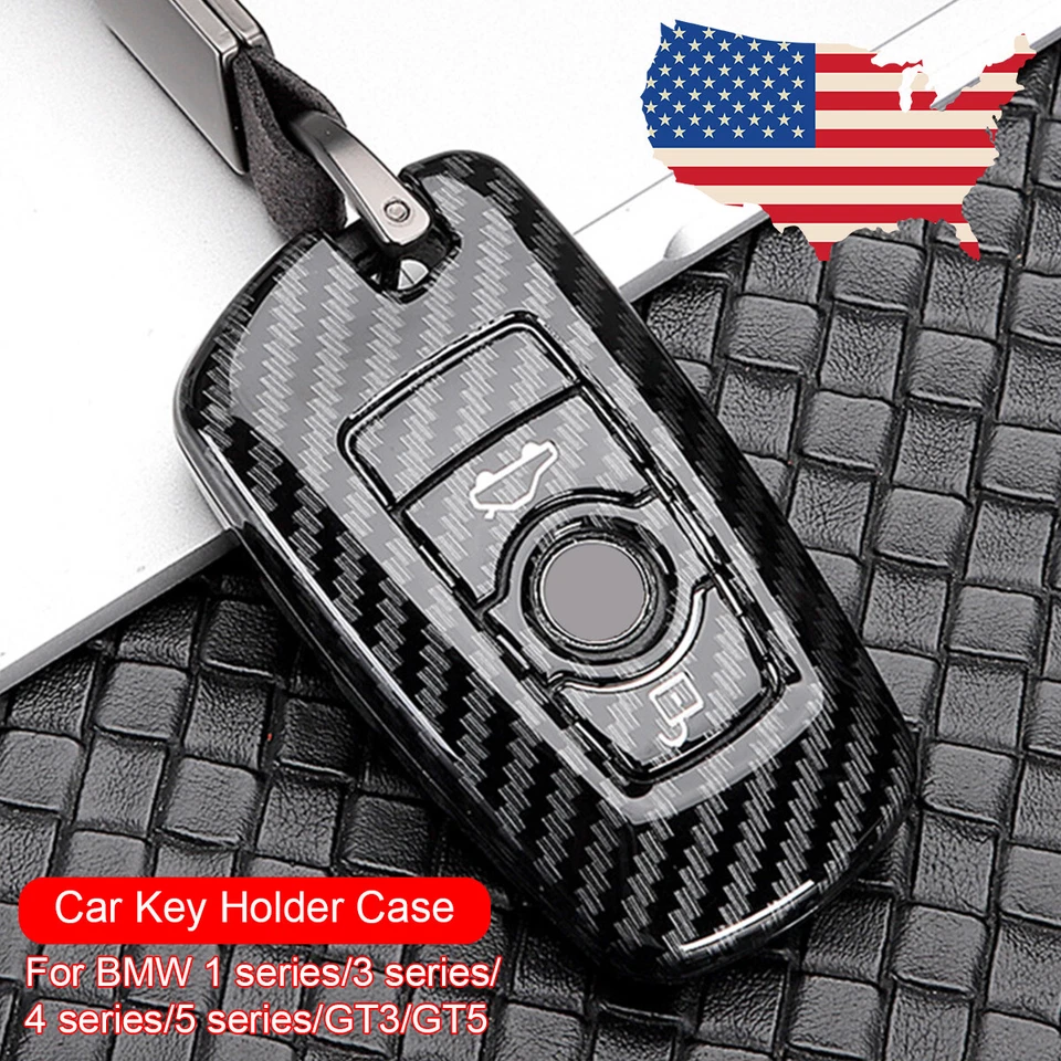 2x Fibra de Carbono Inteligente RC Coche Llave Estuche Cubierta Soporte Para BMW F30 F10 320i M3 M4 M5 Foto 2 de 4