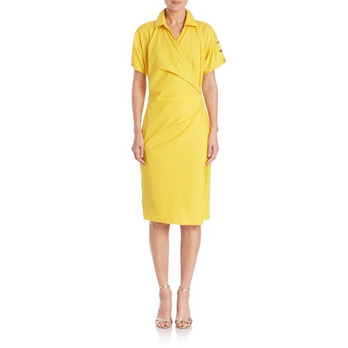 Max Mara Donna Fred Giallo Increspato Cotone Popeline Abito Nwt | eBay