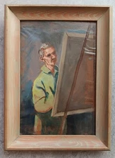 James R. Hopkins Oil on Paper Self Portrait Artist in Residence 1953