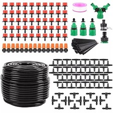 164ft Hose Drip Irrigation Kit Garden Watering System 3/4  1/2 Faucet Connector