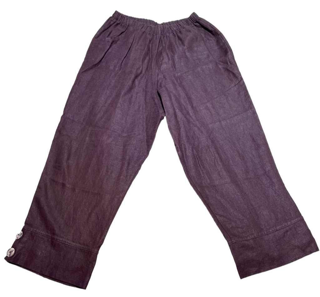 Womens Linen Pull On Pants Capris Patricia J Originals M Brown High Rise USA