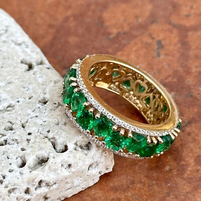Vintage 14K Yellow Gold Oscar Friedman Heart Emerald Diamond