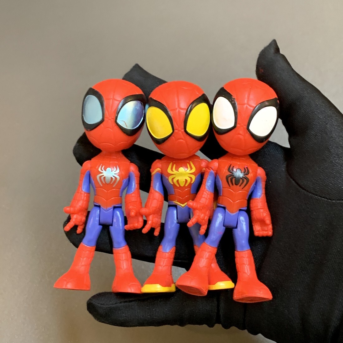 Lot 3x Rare 4'' Spiderman Silver Marvel Spidey And His Amazing