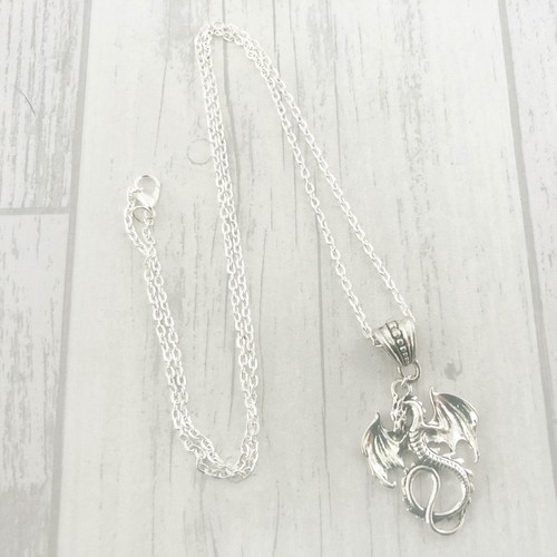 24" Long Dragon Necklace Pendant Pagan Wiccan Gift Mythical Creature - Picture 2 of 3