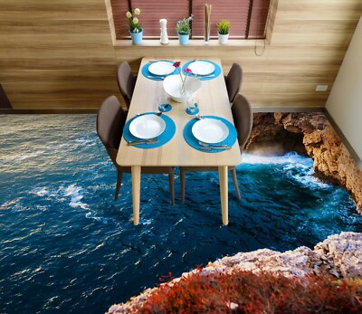 3D Ocean Stone PKE2139 Floor WallPaper Murals Wallpaper Mural Print Bea