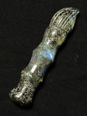LABRADORITE BRUSH CARVING - VIDEO Crystal Mineral Paint Makeup Blue Witch Wand