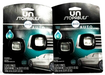 2 Febreze Un Stopables Fresh Air Freshener For Auto Vent Clip Last Up To 60 Day