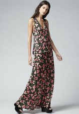 Warehouse Cherry Blossom Maxi Dress Black - Size 12