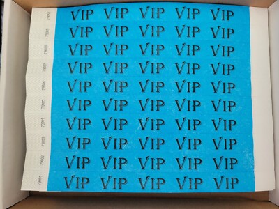 100 3/4'' NEON BLUE VIP TYVEK WRISTBANDS,  PAPER WRISTBANDS, EVENT WRISTBAND