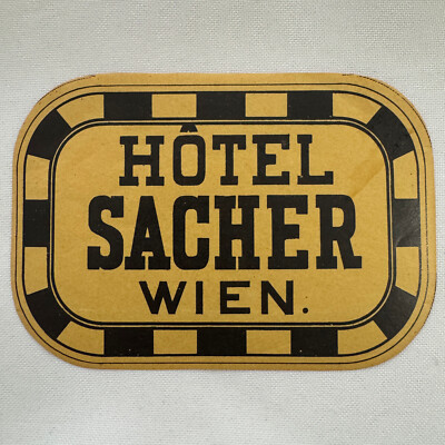 Vintage Travel Luggage Label Hotel Sacher Wien Vienna Austria