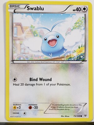 Swablu 73/108 VLP / NM - XY Roaring Skies Pokemon Card - Atsuko Nishida Art