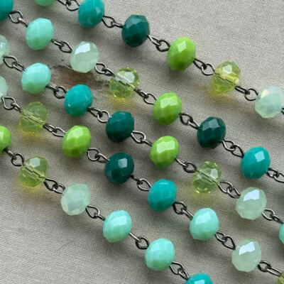Frog Went a Courtin' Crystal Beaded Rosary Gunmetal Eyepin Chain 8mm 2ft Per Pkg