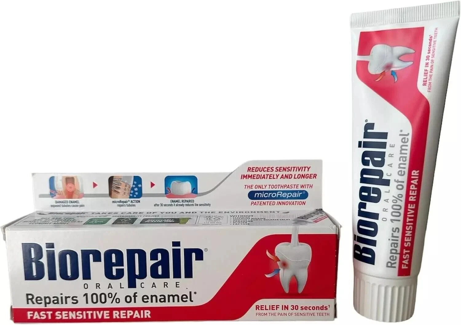 1pc non flouride biorepair fast sensitive REPAIR toothpaste 75ml repairs damage