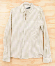Gray Saks Fifth Avenue Stripe Lightweight Button Down Shirt Mens Medium
