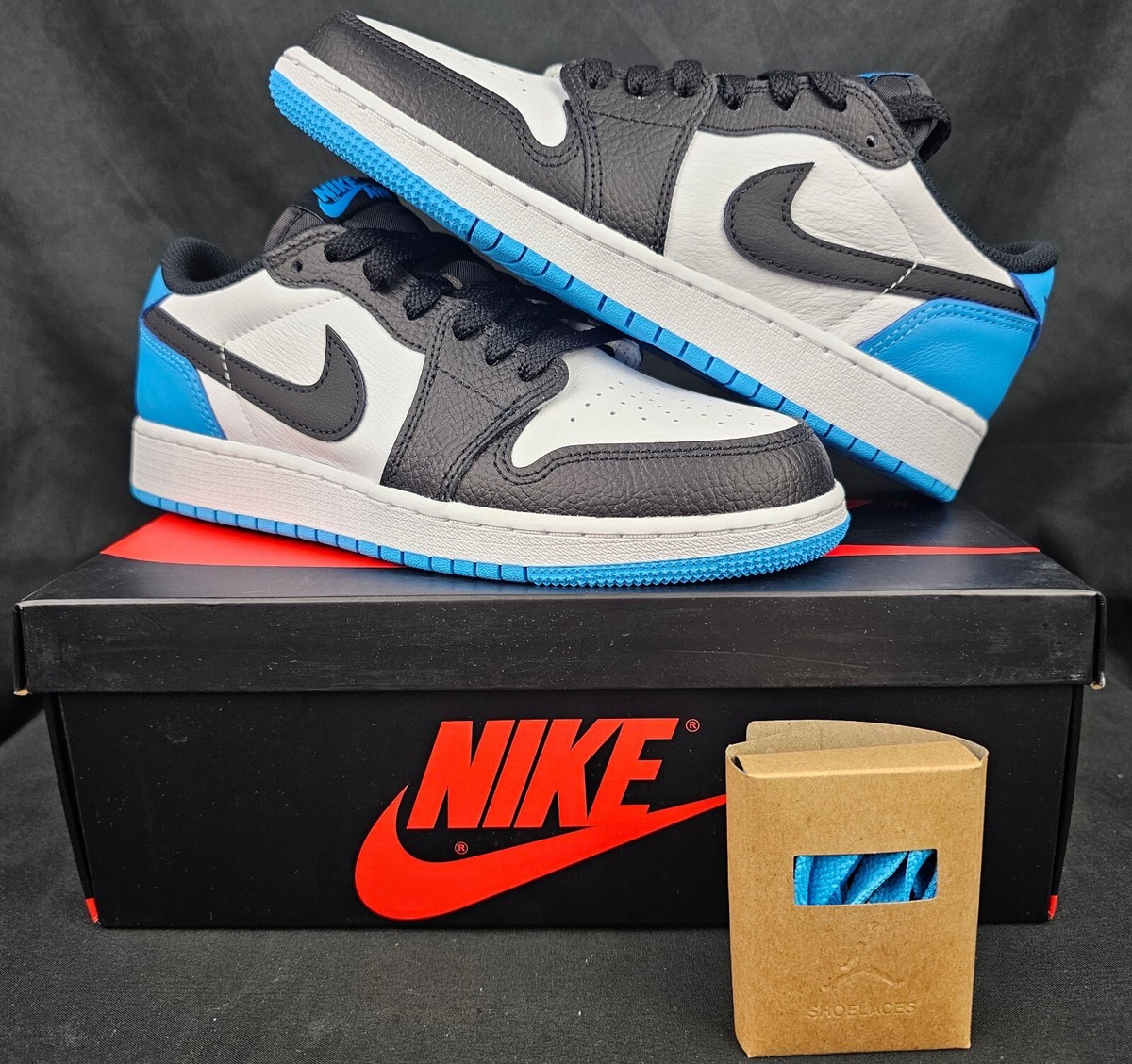 Nike Air Jordan 1 Low OG Black Dark Powder Blue UNC GS Size