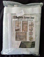 Magnetic Fabric Screen Door, Door Size 30 x 93 Inch, White, Self-Closing