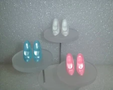 Barbie Shoes -3 Pair of Faux Bow Top Pumps in 3 Colors 1 Blue Pearly~*~VGUC