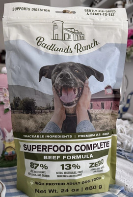 Badlands Ranch Superfood Complete Beef Formula Air Dried Dog Food 24oz - New!