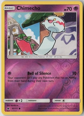 Chimecho 43/111 Common Crimson Invasion Pokemon Reverse Holo Lightly Played