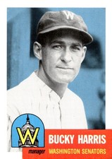 Bucky Harris Senators 1991 Topps Archives 1953 Topps Reprint BLANK BACK