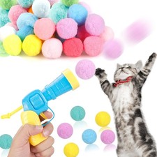 31Pcs Cat Ball Toy Launcher Gun Cat Balls Fetch Toy 30Pcs Plush Fuzzy Balls
