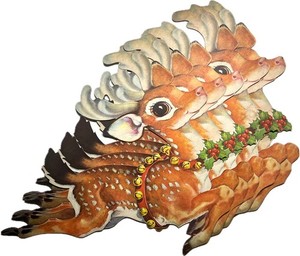 1950 DENNISON REINDEER DIECUT LOT FIVE RIGHT FACING HOLIDAY DECOR WALL ART HOME