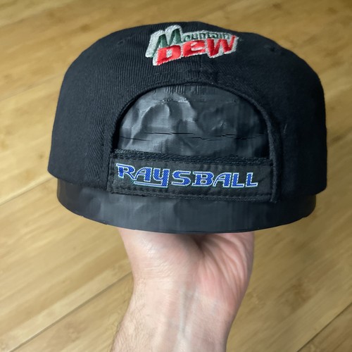 VTG Kick 10 Tampa Bay Devil Rays Promo Mountain Dew Black Adjustable Hat Cap MLB - Picture 3 of 14