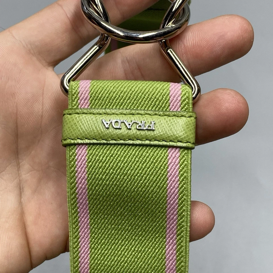 Cinturón elástico Prada vintage Y2K cierre elástico verde rosa rayas Foto 3 de 4