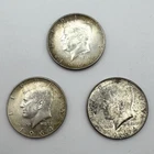 Lot of 3x - 1964 Kennedy Half Dollars 90% Silver - 2 No Mint Mark & 1 D Mint