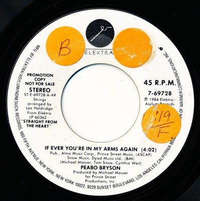PEABO BRYSON - IF EVER YOU'RE IN MY ARMS AGAIN - ELEKTRA 7-69728 - 45 Record NM