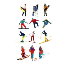 3 Pieces Ho Scale 1/87 Mini Skiing Figure Sand Table Scene Road Decoration