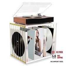 White Metal Wooden Vinyl Record Holder - Up to 80 Albums - White