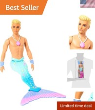 Barbie Dreamtopia Merman Doll, Approx 12-inch with Blue Rainbow Tail and Blon...