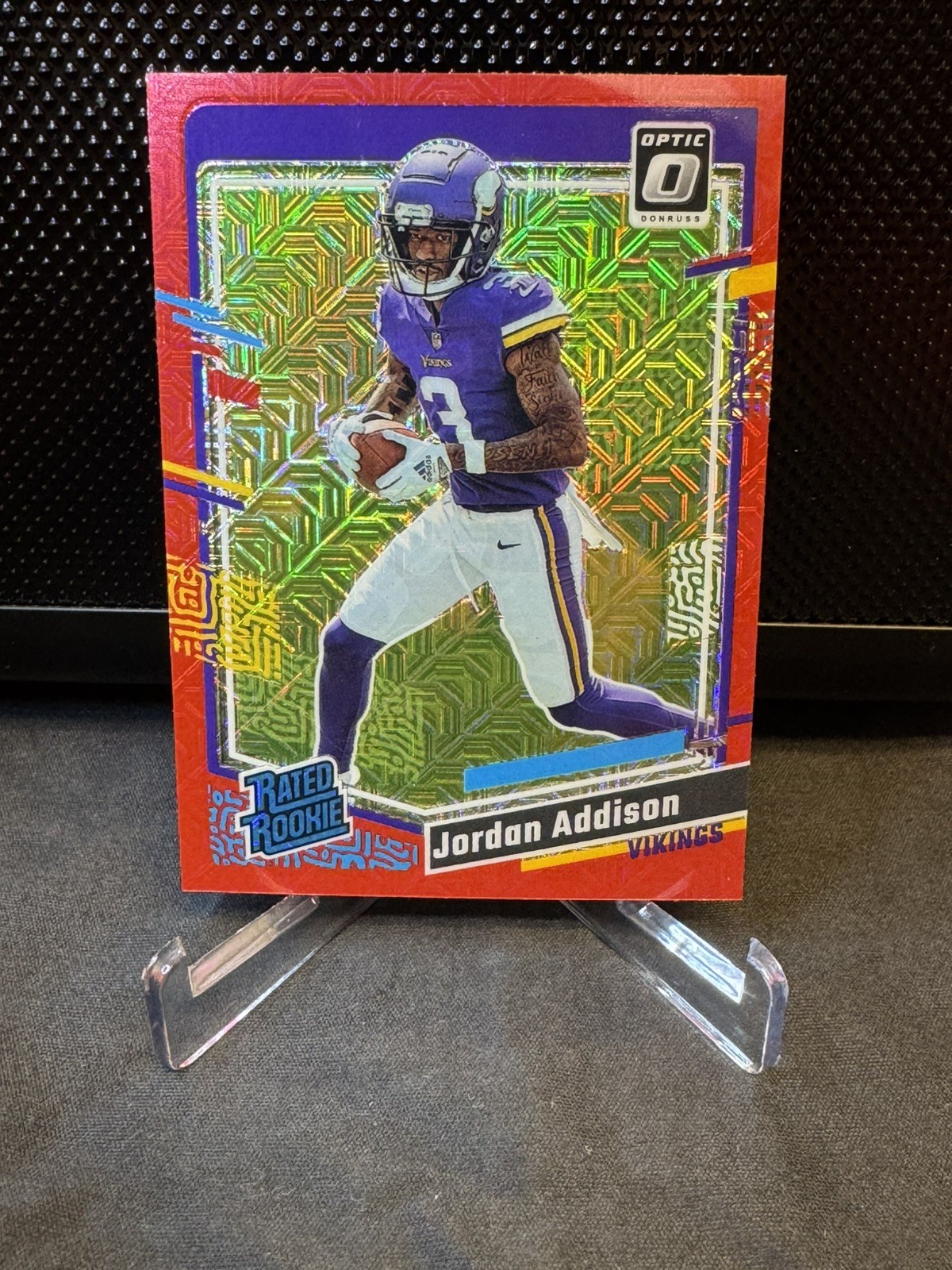 🏈 2023 Panini Donruss Optic Football Jordan Addison RC Red Mojo #271 🔴✨