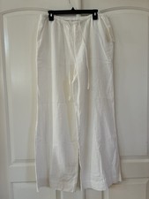A New Day Women's Size L Pants Wide Leg Pull On Elastic Waistband White NWT