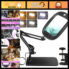 10X 30X LED Magnifying Glass with Stand, Hands-Free Lighted Magnifier for Readin