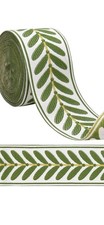 Jacquard Ribbon Fabric Trim Green and white