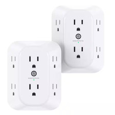 2-Pack Surge Protector Outlet Extender Splitter 6 AC Multi Plug Wall Adapter 180