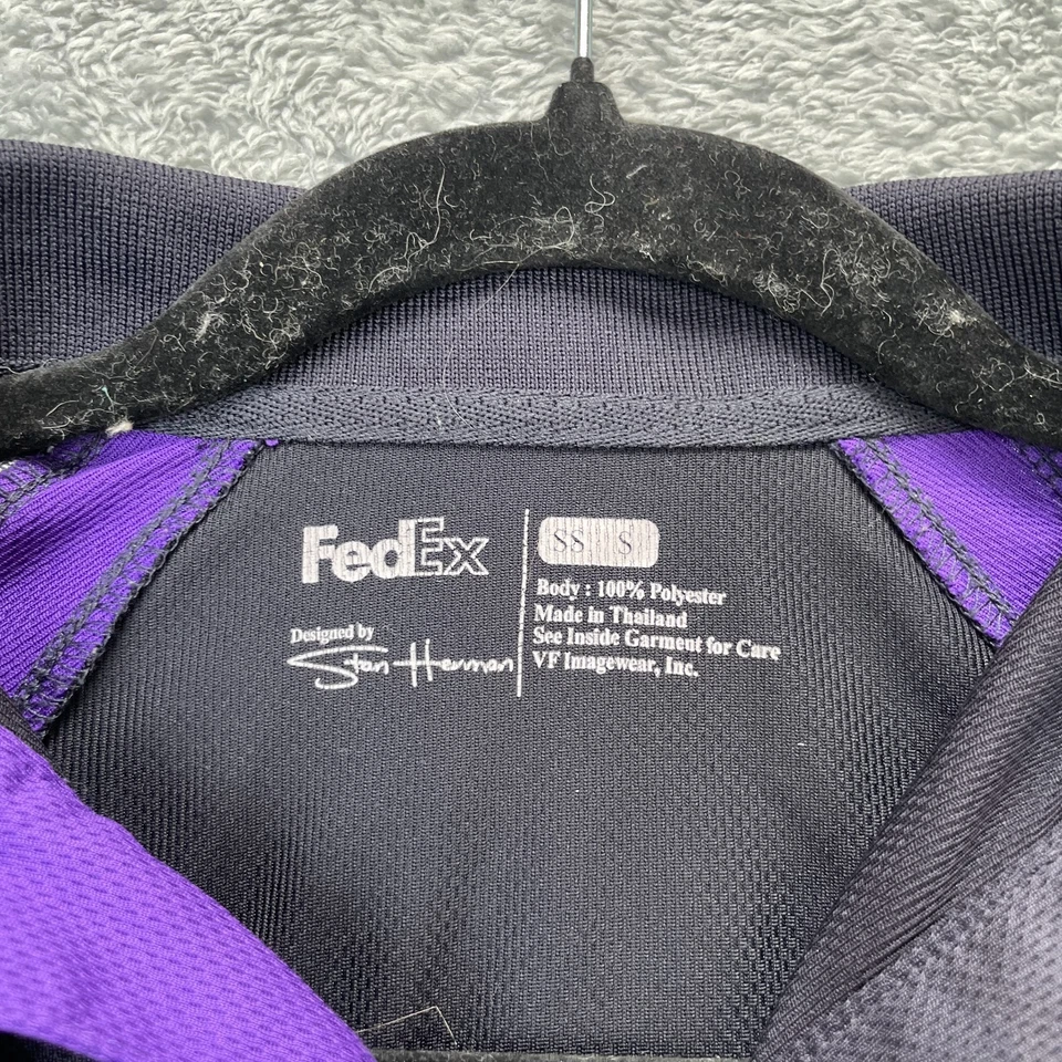 Fedex Shirt Mens Small Black Purple Polo Logo Short Sleeve Performance - Image 3 of 4