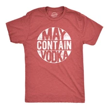 Mens May Contain Vodka T Shirt Funny Liquor Drinking Party Graphic Tee