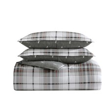 - Queen Comforter Set, Reversible Cotton Bedding with Matching Shams, Plaid H...