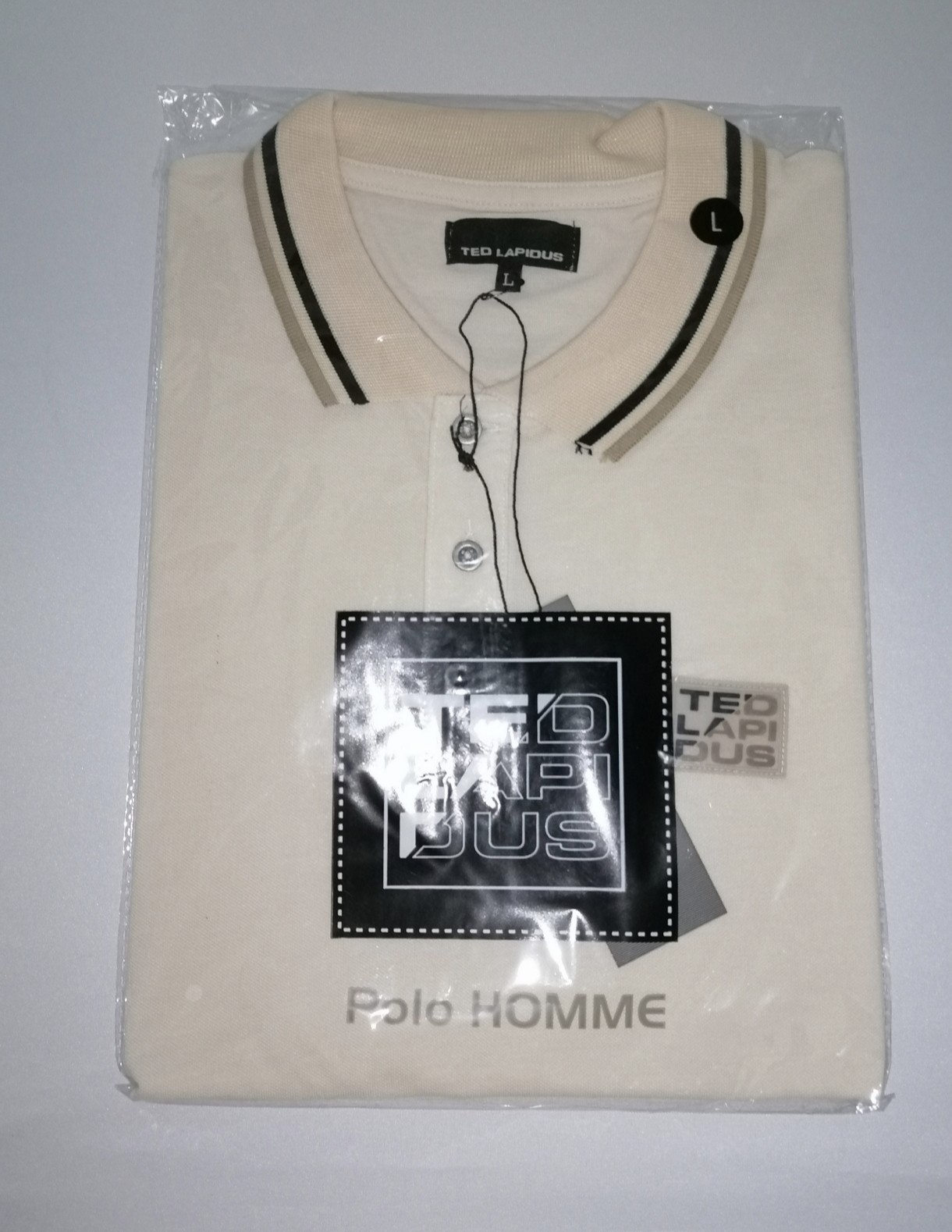 Ted Lapidus Homme Mens Polo Shirt Size L Short Sleeve Polo Lightweight Thin New image 2