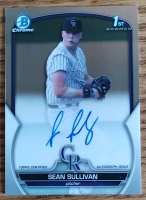 2023 Bowman Draft - 1st Bowman Chrome Sean Sullivan Auto #CDA-SS (RC) Rockies