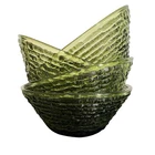 Anchor Hocking Avocado Green Soreno Textured Desert Fruit Bowls Set Of 4 MCM VTG