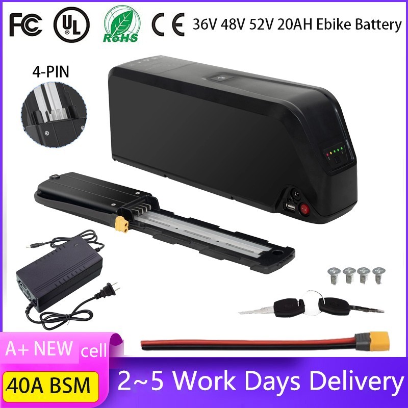 52V 48V 36V 20Ah Ebike Battery 20W-2000W Electric BIKE Black Lithium Battery